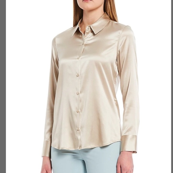 ANTONIO MELANI Tops - Antonio Melani wov yana silk bbf Champaign button down